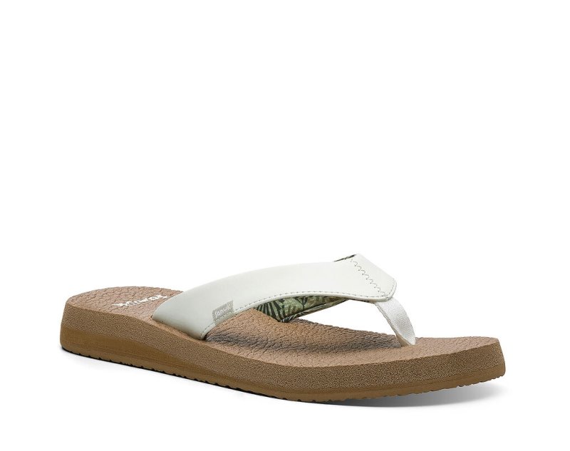 Sanuk Yoga Mat Cushioned - Sanuk Flip Flops Womens White / Brown - Philippines WHUAQM164